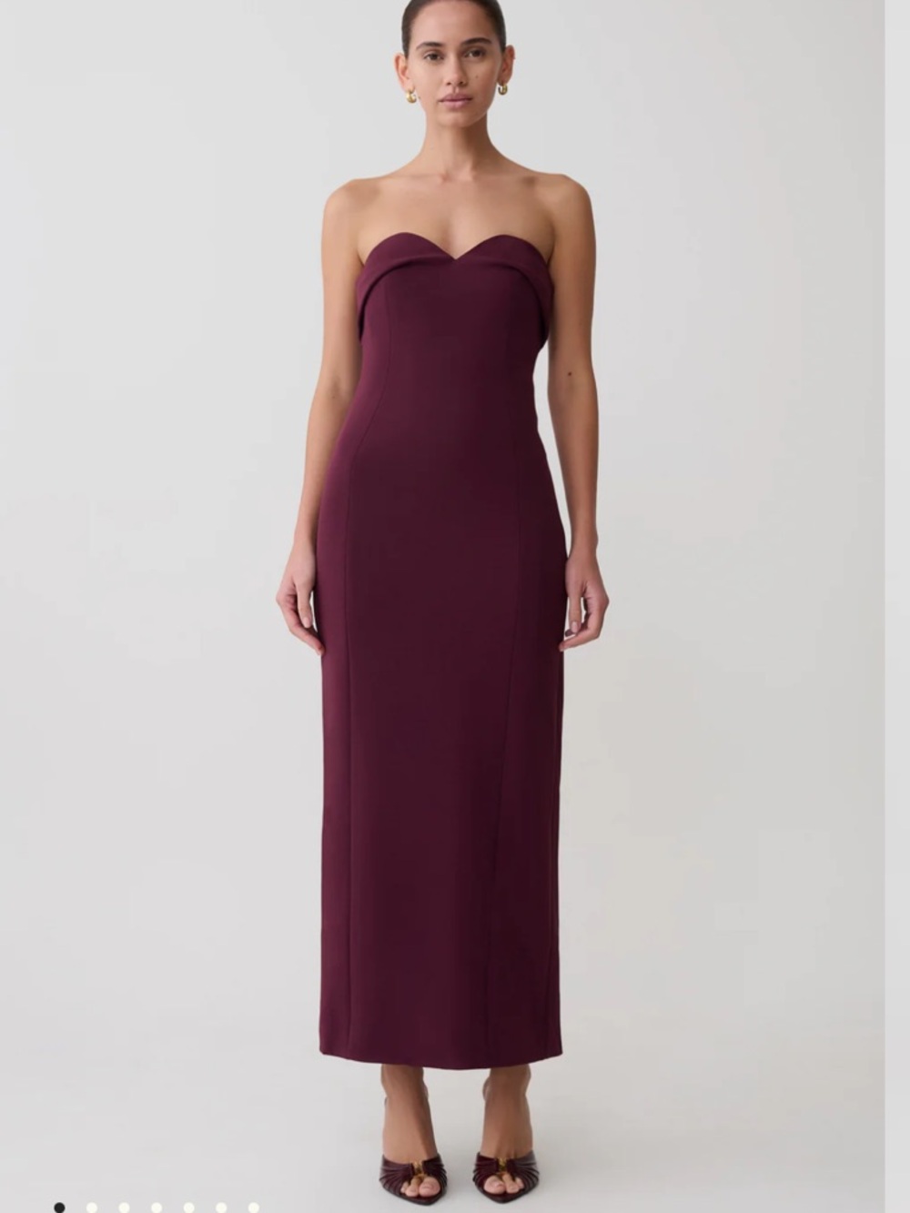 Meshki Cary Strapless Folded Crepe Midi Dress - Wine